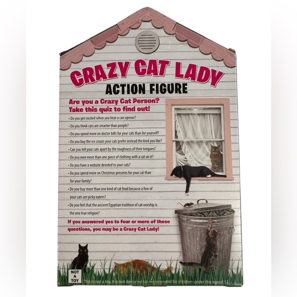 Archie McPhee Crazy Cat Lady Action Figure with 6 Cats NIB - Picture 7 of 9